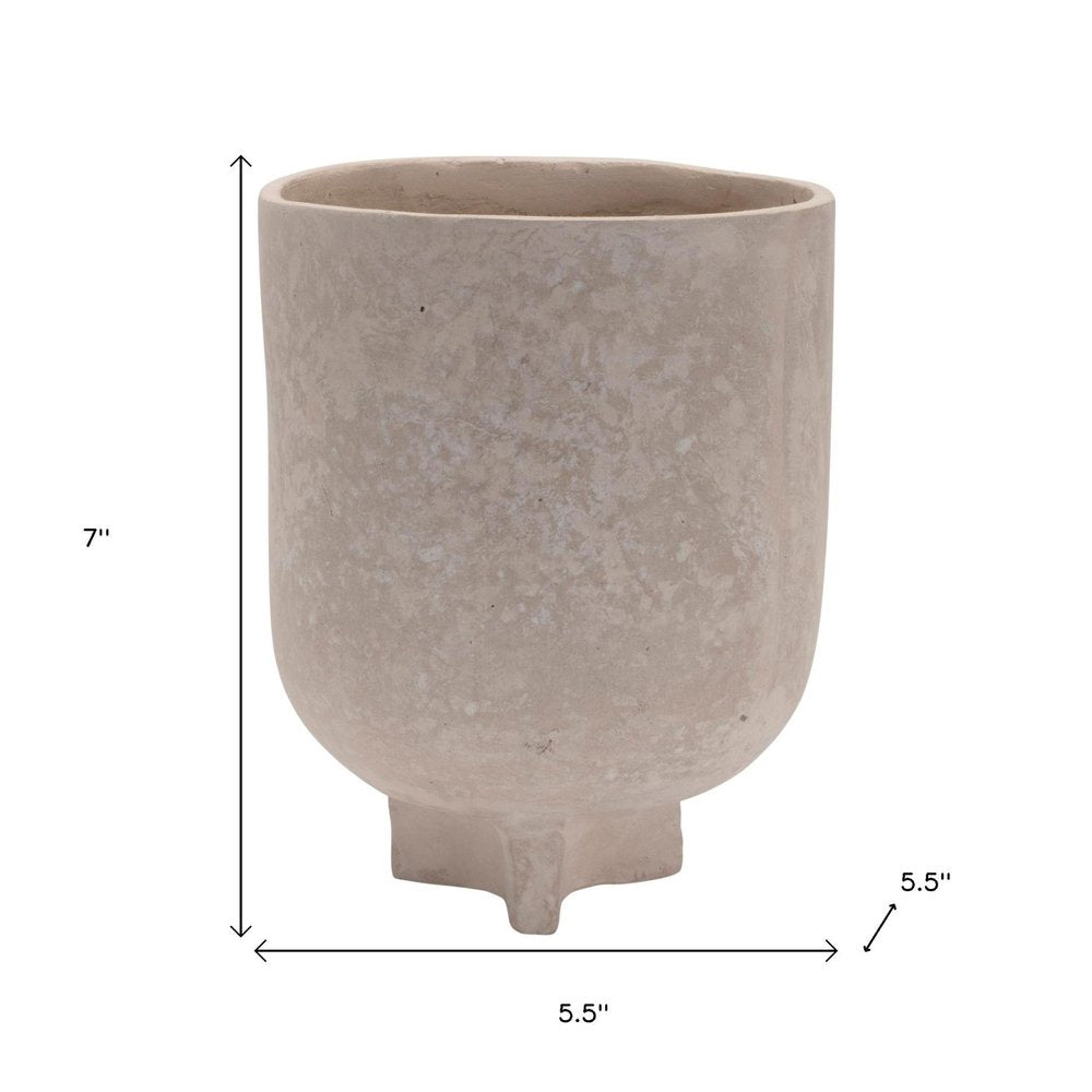 7" Beige Resin Urn Table Vase