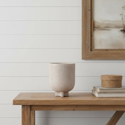 7" Beige Urn Resin Table Vase