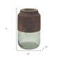 9" Brown And Sage Glass Cylindrical Table Vase With Wood
