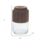 9" Brown And Clear Glass Round Table Vase With Wood