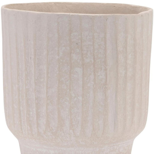 8" Beige Urn Resin Table Vase