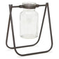 Set of Two Clear And Brown Glass And Metal Round Table Vases