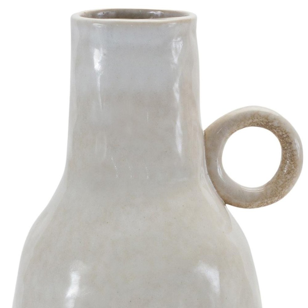 11" Gray And White Ceramic Round Table Vase