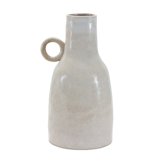 11" Gray And White Round Ceramic Table Vase