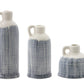 Set of Three Off White And Blue Clay Checkered Jug Vases