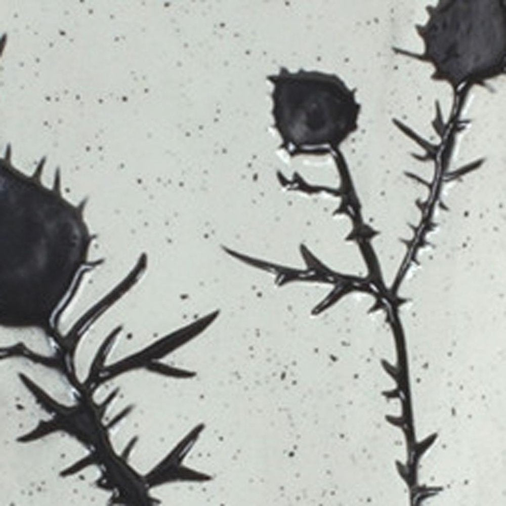 Set of Two White And Black Floral Round Ceramic Jar