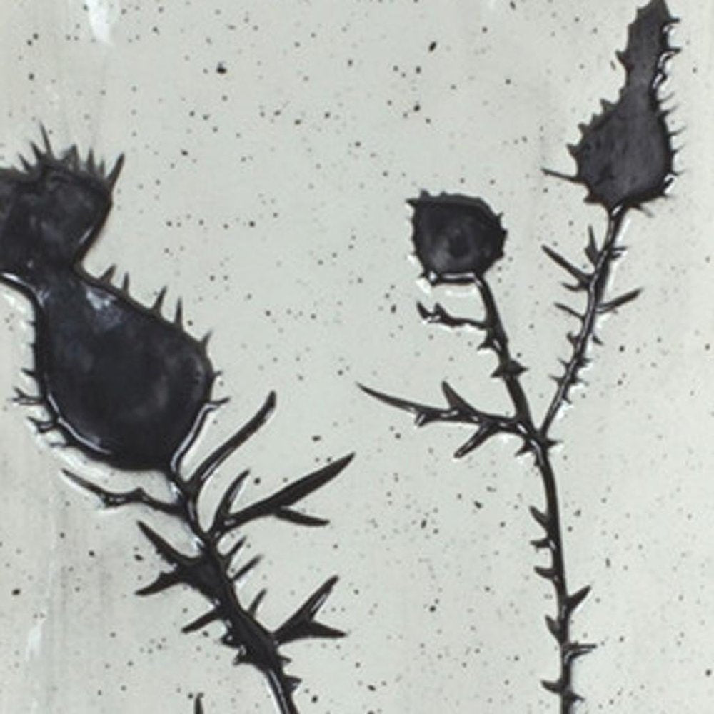 Set of Two White And Black Floral Round Ceramic Jar