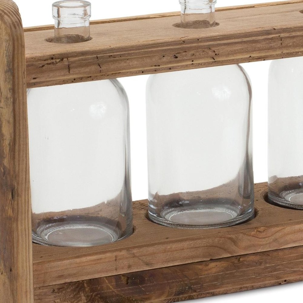 10" Brown Wood Round Table Vase