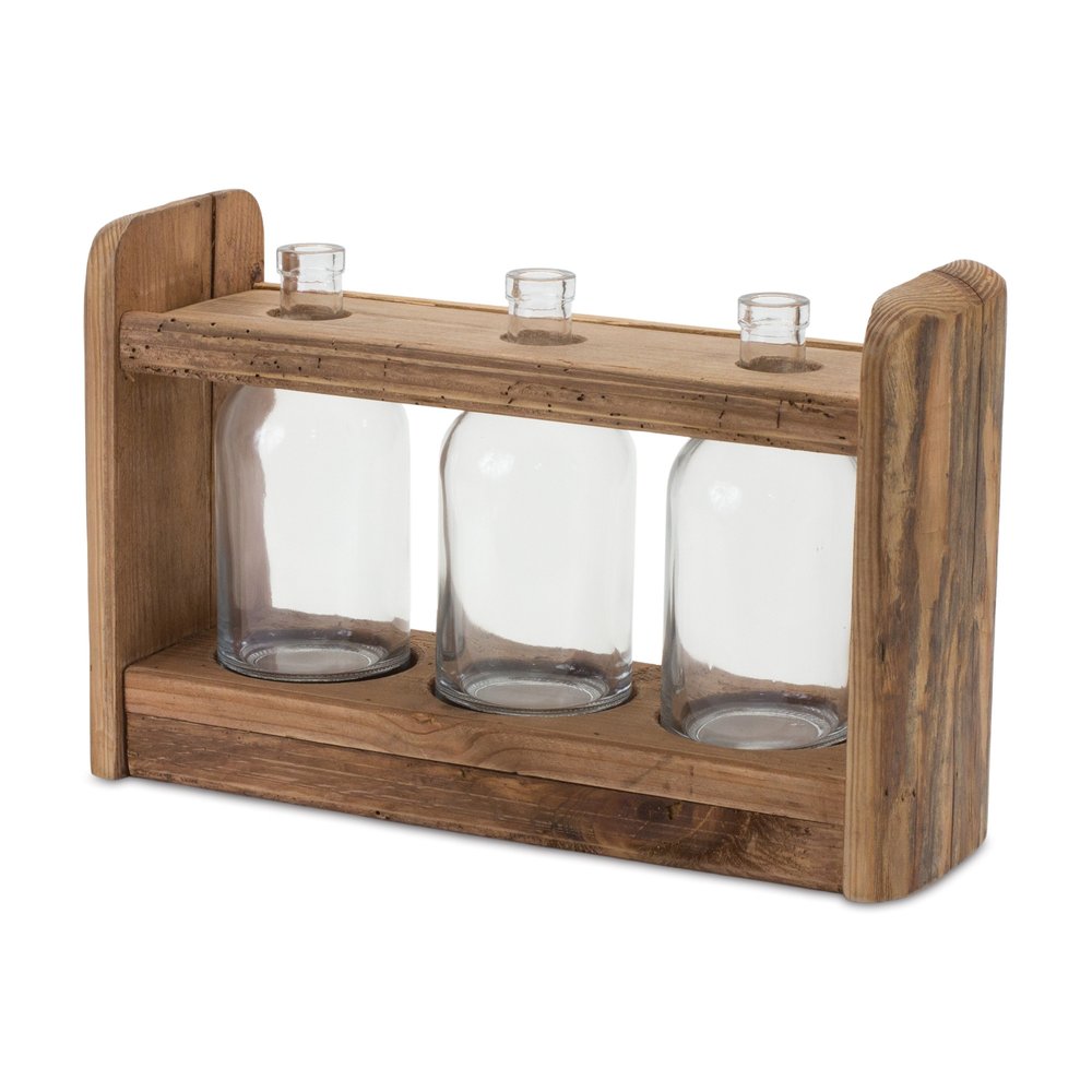 10" Brown Wood Round Table Vase