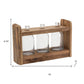 10" Clear And Brown Glass And Wood Three Bottle Table Vase