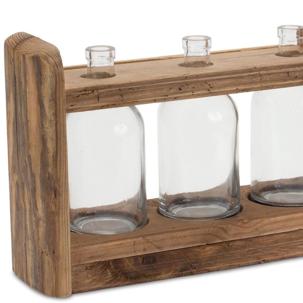 10" Brown Wood Round Table Vase