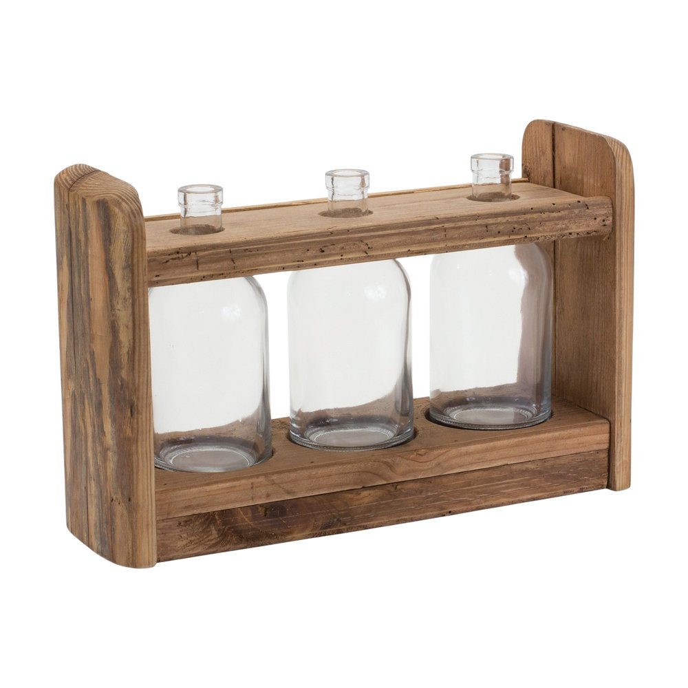 10" Brown Wood Round Table Vase