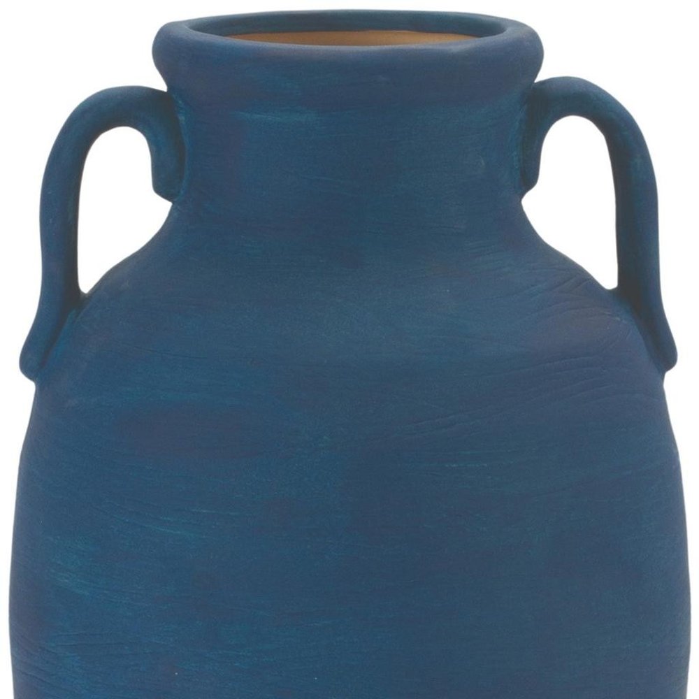 11" Blue Round Ceramic Urn