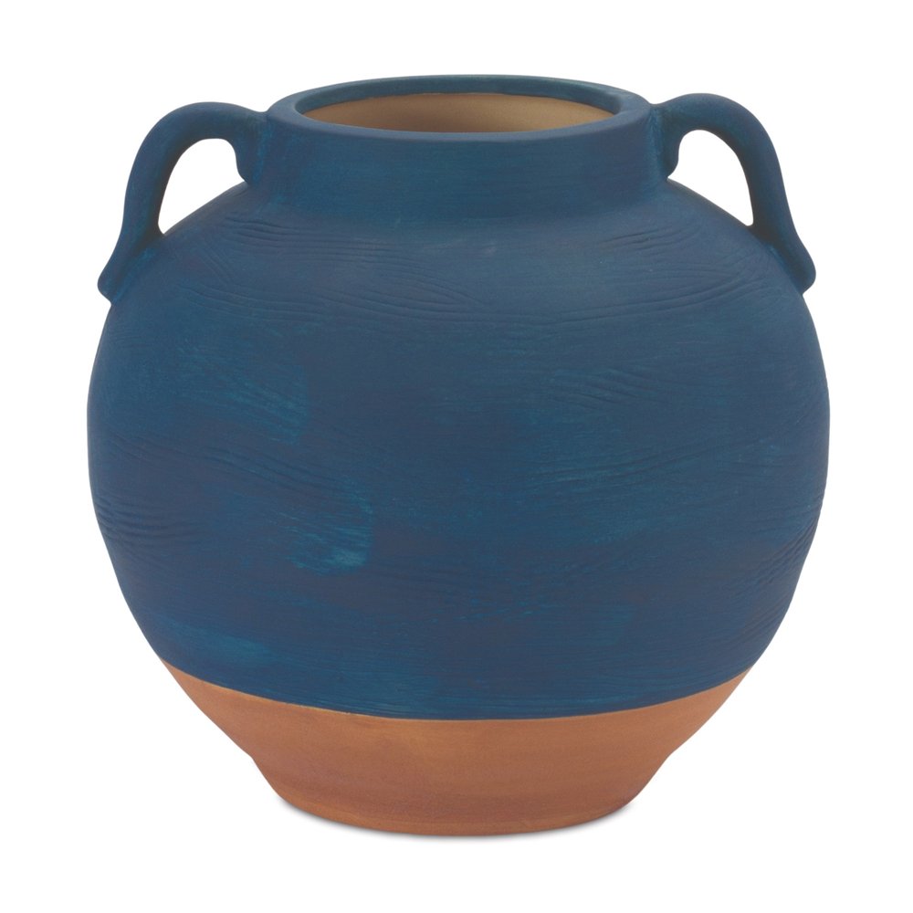7" Blue Round Ceramic Urn