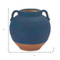 7" Blue And Terra Cotta Ceramic Round Urn