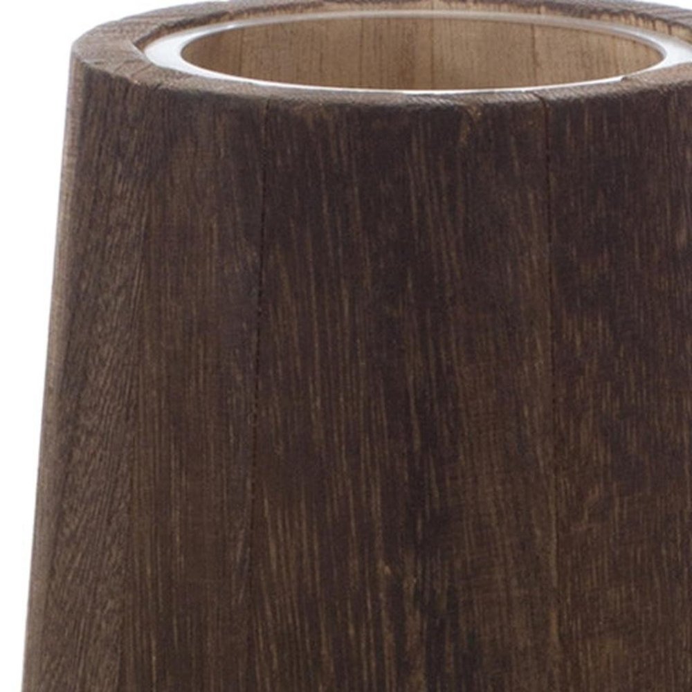 Set of Two Brown And Clear Round Glass Table Vase