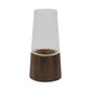 Set of Two Brown And Clear Glass Tapered Table Vases With Wood