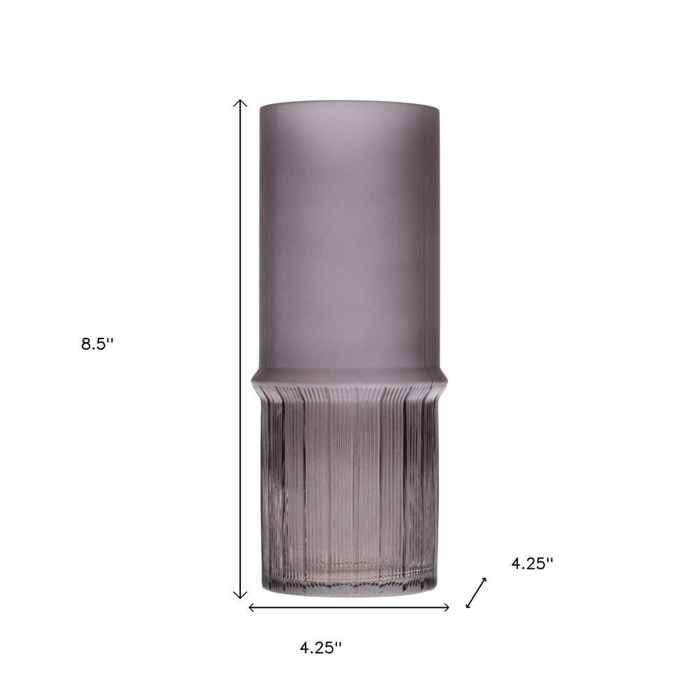 Set of Two Gray Round Glass Table Vase