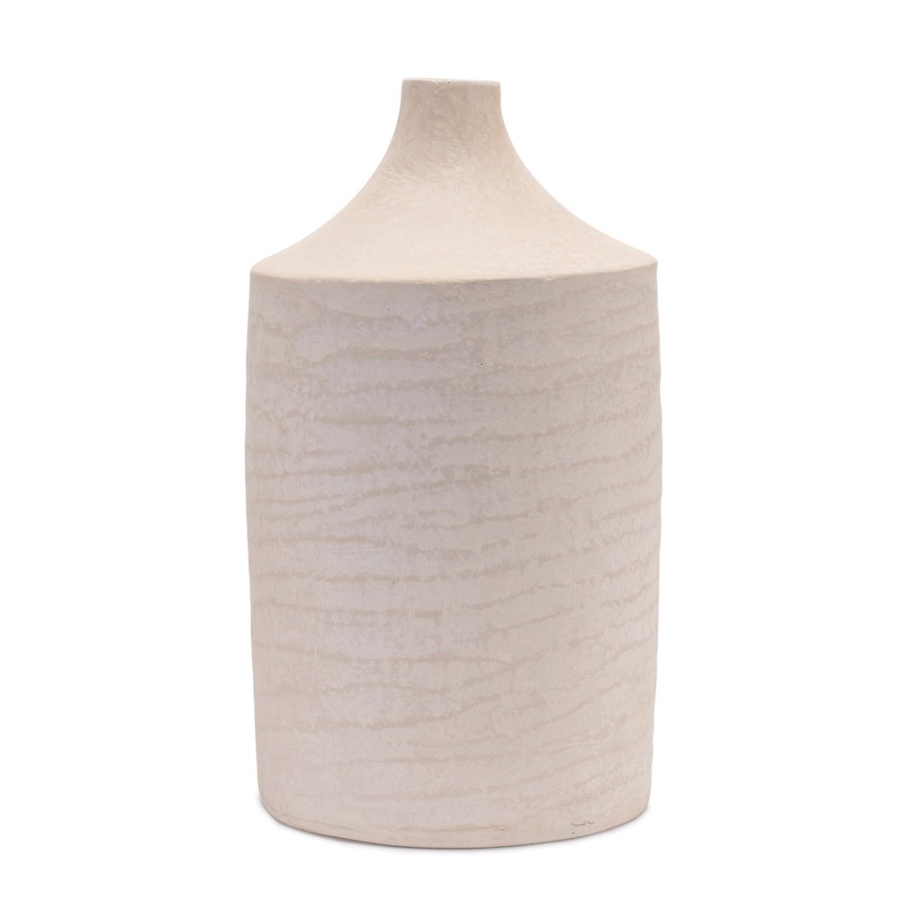18" Beige Resin Round Floor Vase