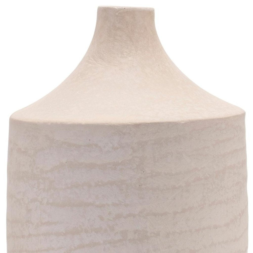 18" Beige Resin Round Floor Vase