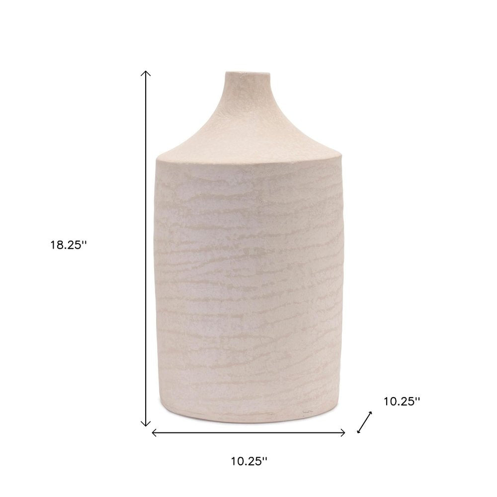 18" Beige Resin Round Floor Vase