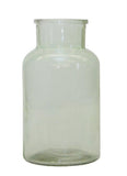 10" Green Glass Cylindrical Table Vase