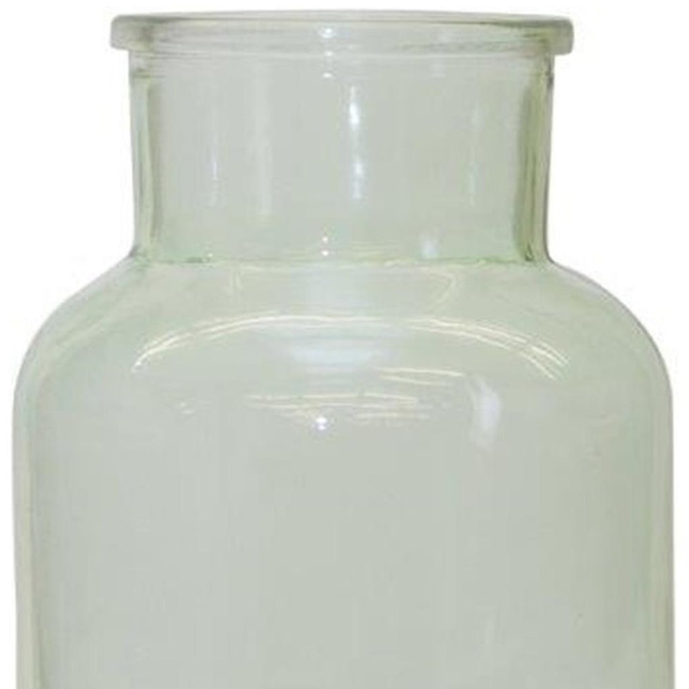 10" Green Glass Round Table Vase