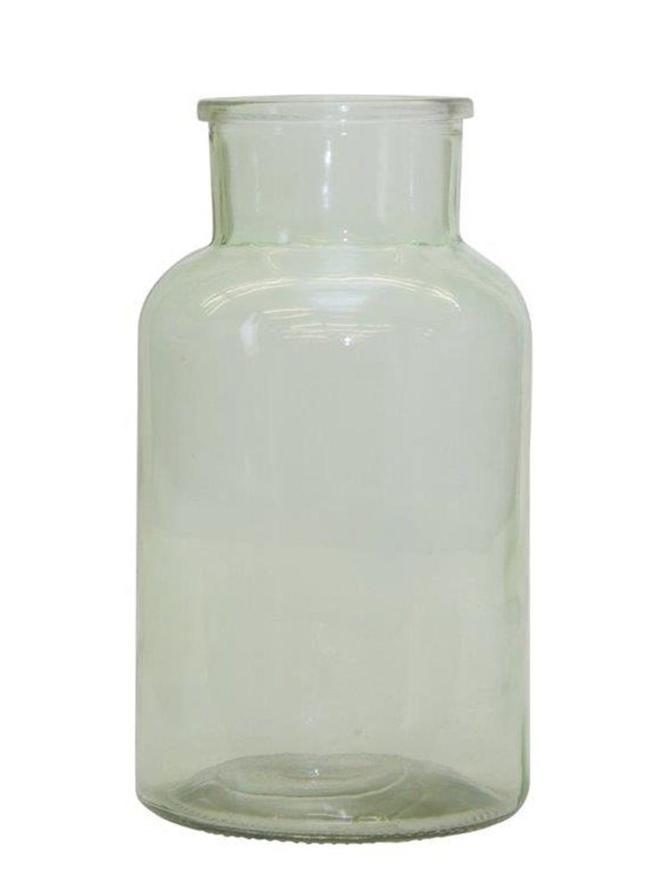 10" Green Glass Round Table Vase