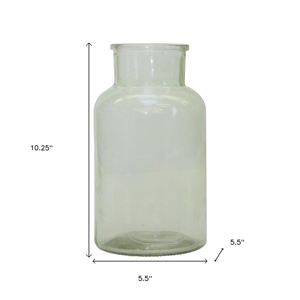 10" Green Glass Round Table Vase