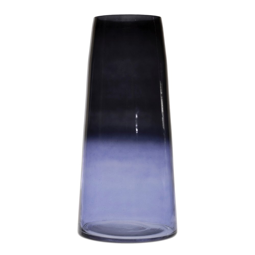 13" Blue Round Glass Table Vase