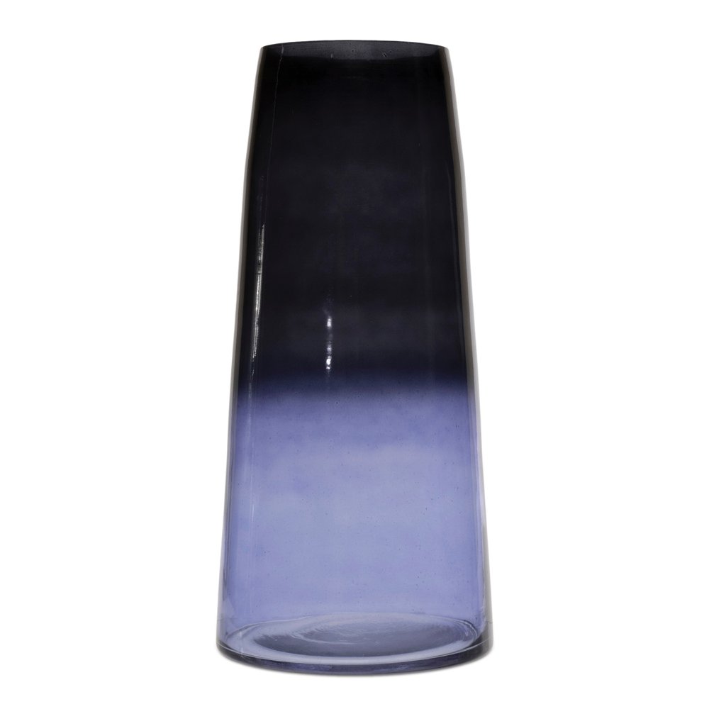 13" Blue Round Glass Table Vase