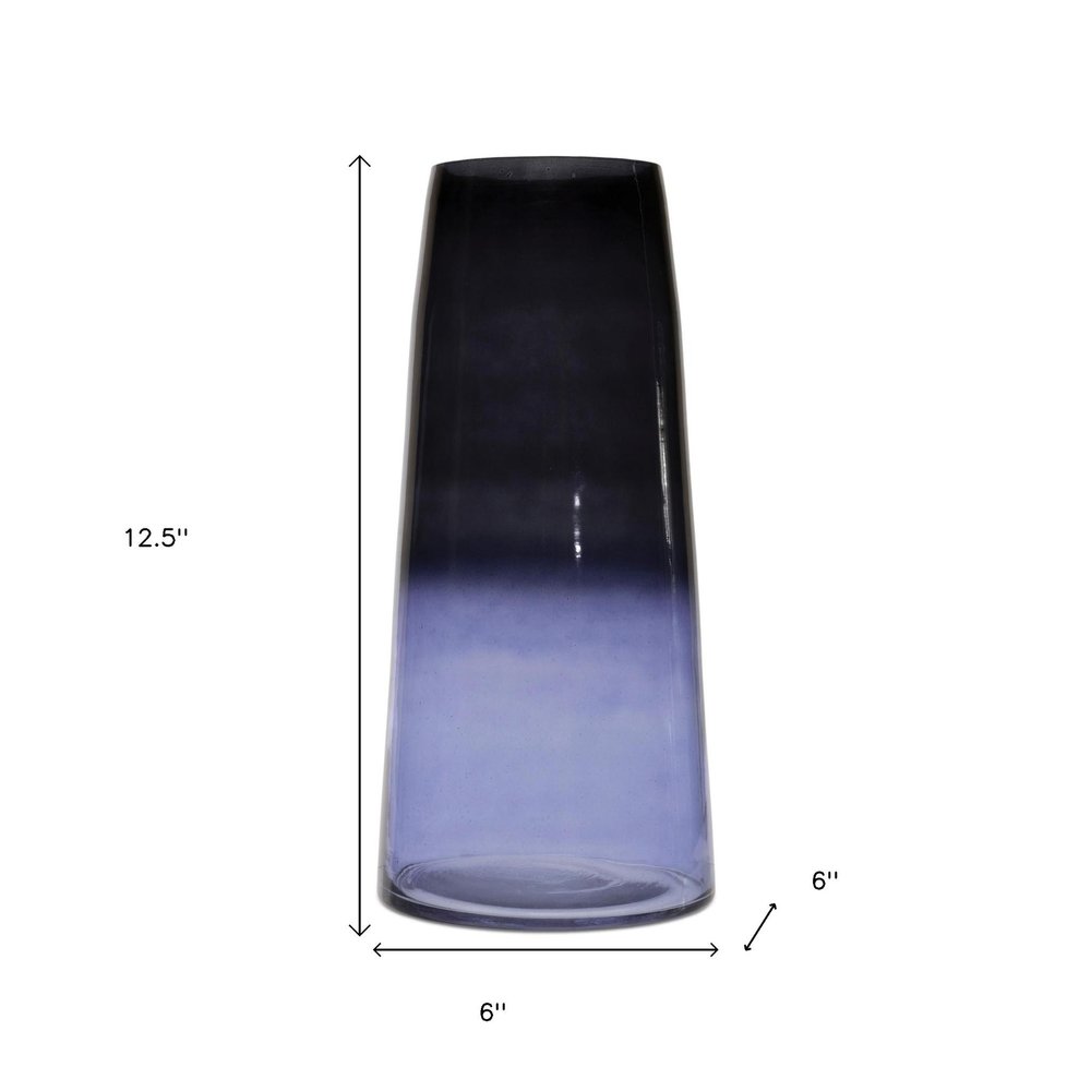 13" Blue Glass Round Table Vase