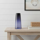 13" Blue Round Glass Table Vase