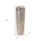18" Brown And White Solid Wood Cylinder Floor Vase