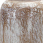 18" White And Brown Round Wood Floor Vase