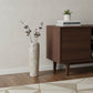 18" Brown And White Solid Wood Cylinder Floor Vase