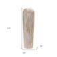 24" Brown And White Round Wood Floor Vase