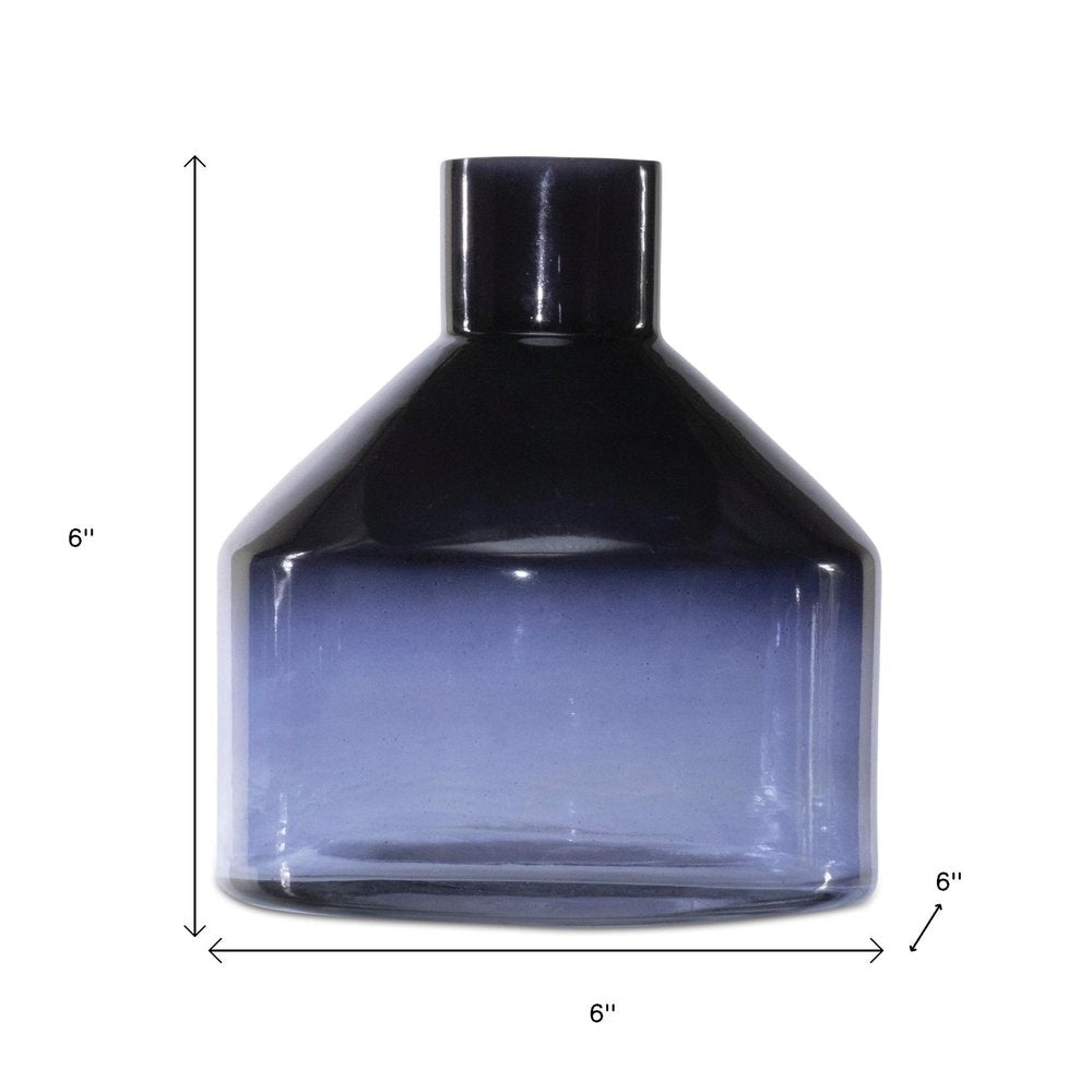 6" Blue Round Glass Table Vase