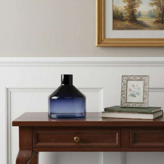 6" Blue Round Glass Table Vase