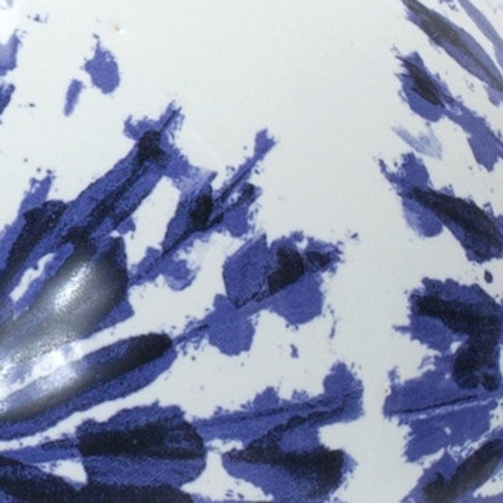 11" White And Blue Round Ceramic Urn