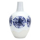 11" White And Blue Round Ceramic Urn