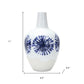 11" White And Blue Geometric Medallion Ceramic Urn Vase