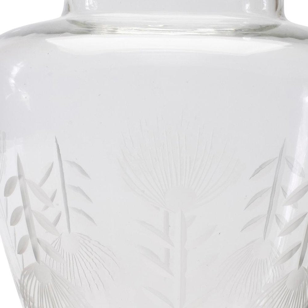 7" Clear Leaf Glass Urn Table Vase