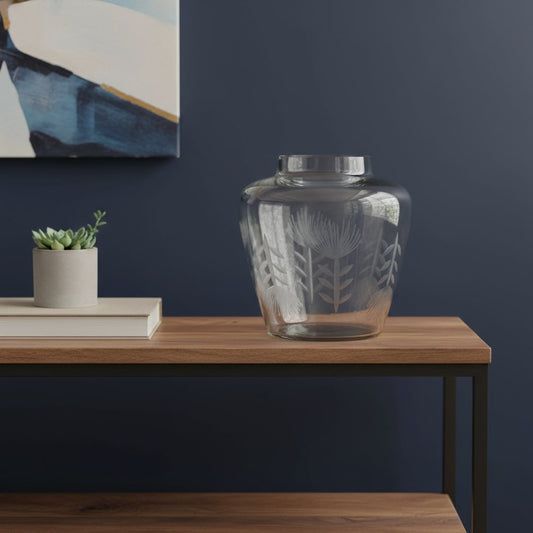 7" Gray Round Glass Table Vase