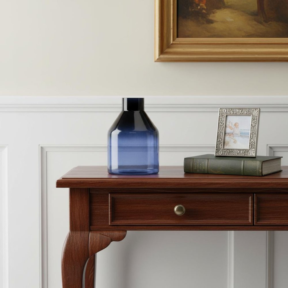 7" Blue Glass Round Table Vase