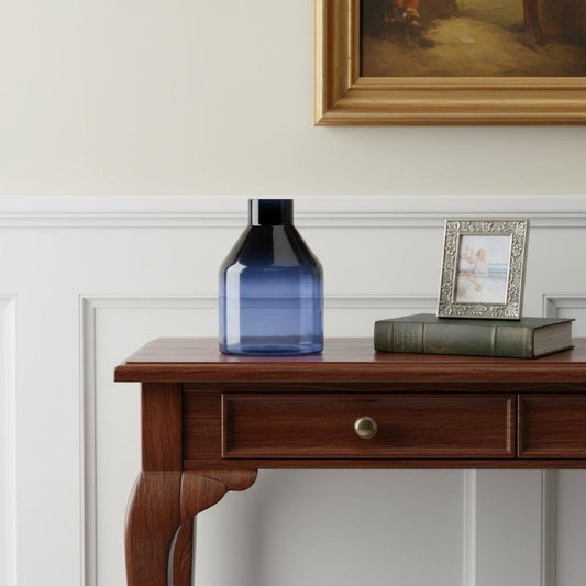 7" Blue Round Glass Table Vase