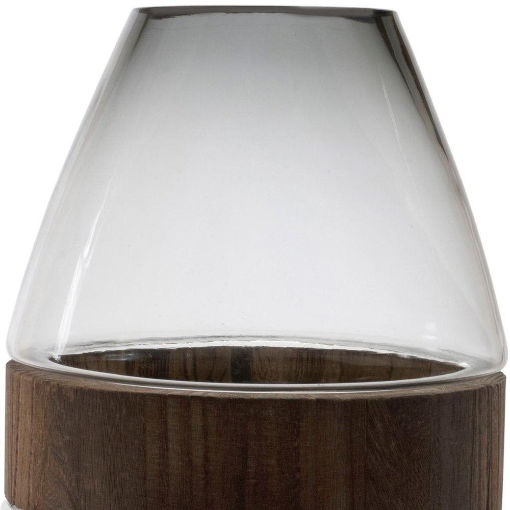 10" Brown And Gray Round Glass Table Vase