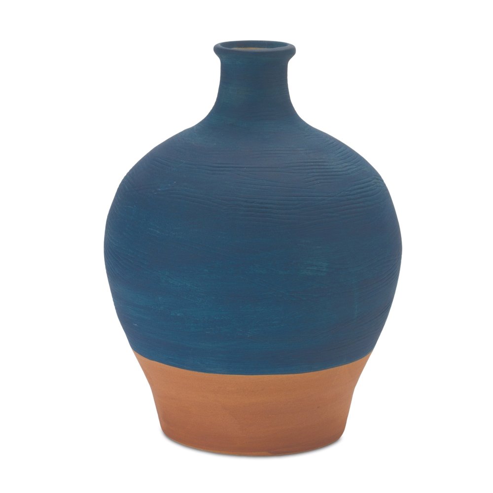 9" Blue Round Ceramic Urn