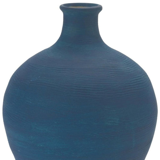9" Blue Round Ceramic Urn