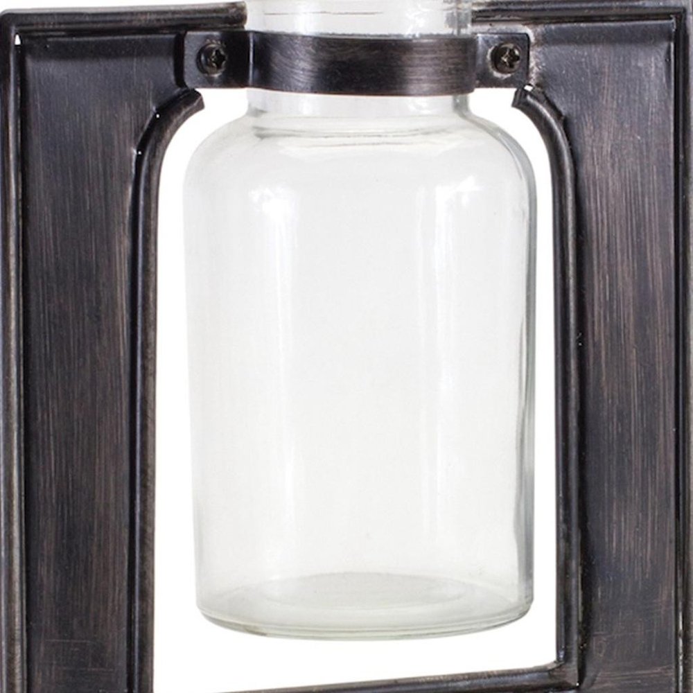 8" Black Round Metal Table Vase